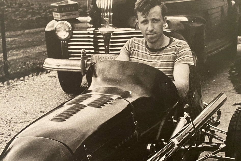 Bud Bender in his race car