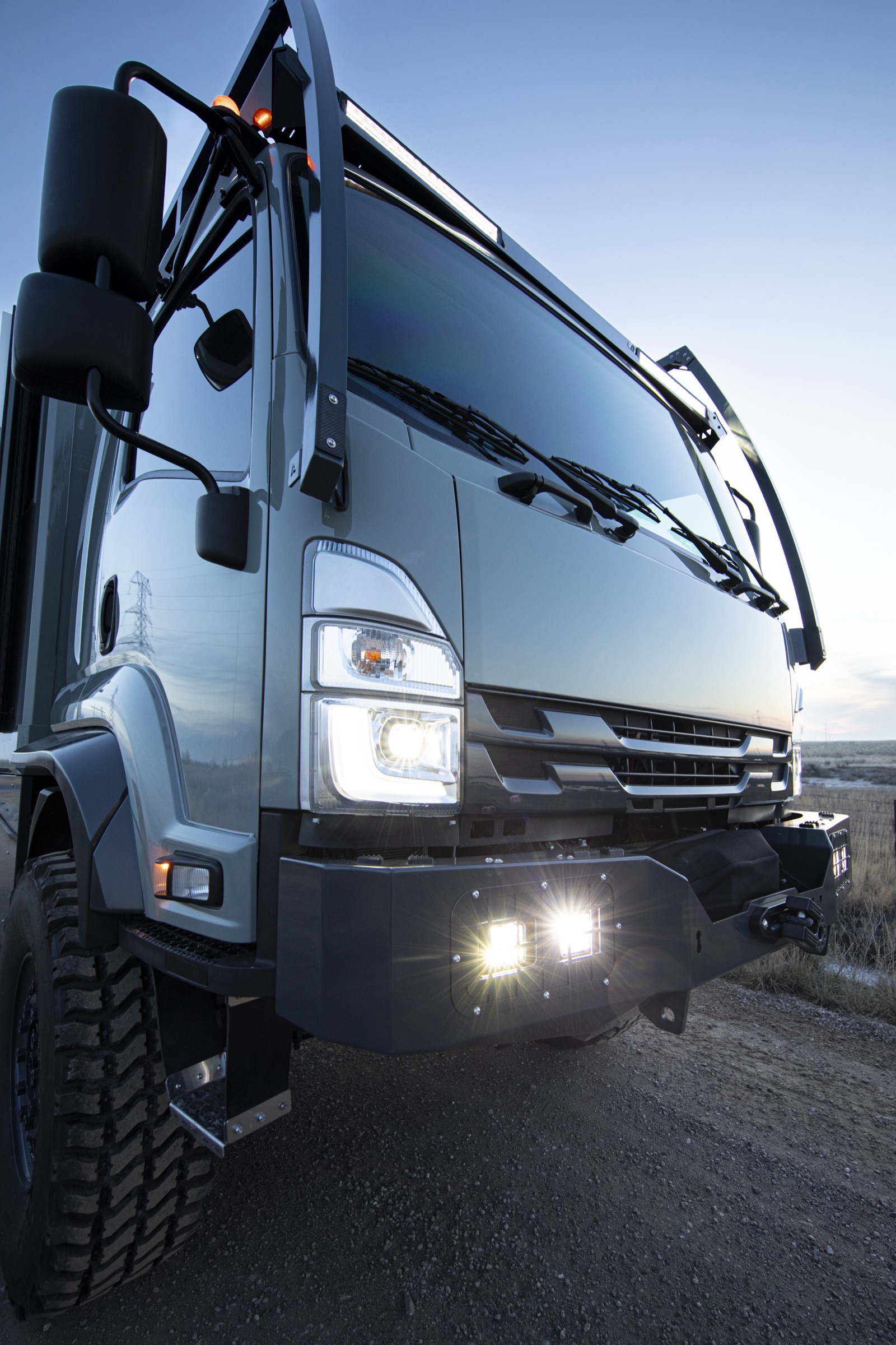 ONNN expedition truck front at dusk