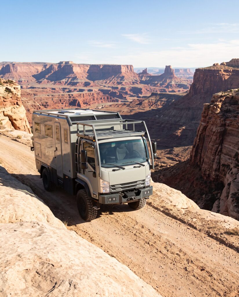 Expedition truck on a canyon road